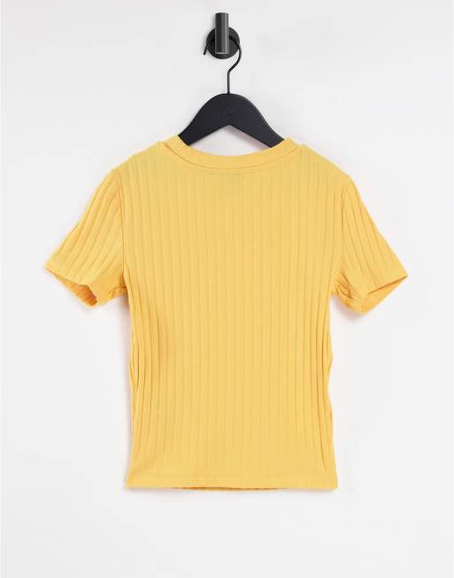 ASOS DESIGN – Hourglass – Schmales, geripptes T-Shirt in Ringelblume, 2 von 4