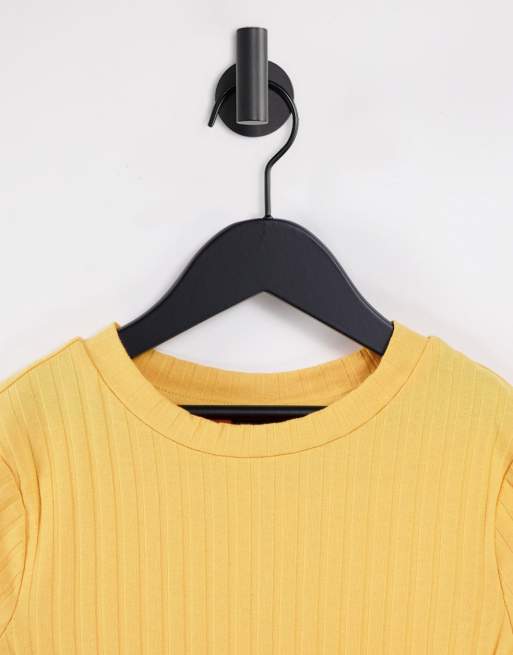 ASOS DESIGN – Hourglass – Schmales, geripptes T-Shirt in Ringelblume, 3 von 4