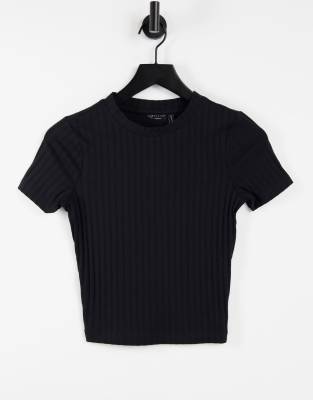 ASOS DESIGN Hourglass - Schmales, geripptes T-Shirt in Schwarz