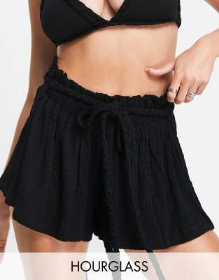 ASOS DESIGN Hourglass - Schwingende Shorts in Schwarz, Kombiteil