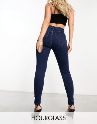 Asos Design Hourglass High Waisted Skinny Fit Pants-black In Blue