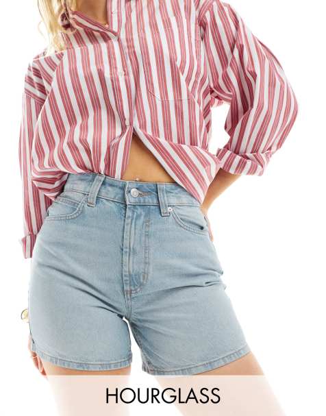 ASOS DESIGN Hourglass - Short en jean coupe dad - Bleu clair délavé - view 1