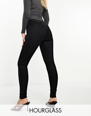 ASOS DESIGN Hourglass - Skinny-Jeans in Schwarz mit Push-up-Effekt