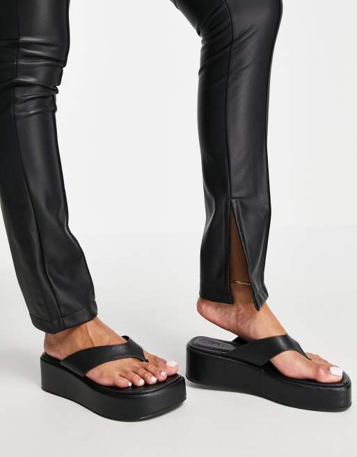 ASOS DESIGN Hourglass leather look leggings in black