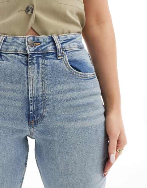 ASOS DESIGN Hourglass slim fit comfort jeans in mid blue - view 2