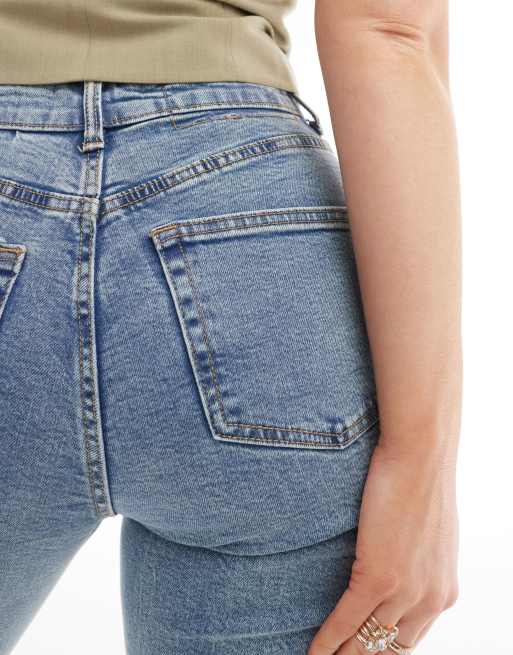 ASOS DESIGN Hourglass slim mom jeans in mid blue