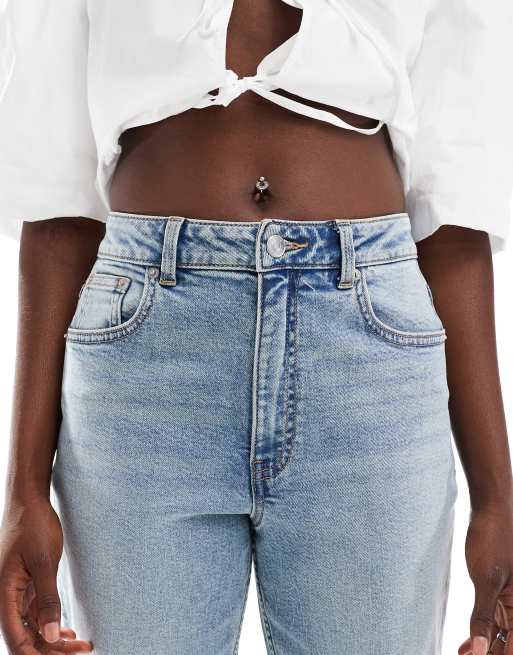 ASOS DESIGN Hourglass slim fit comfort jeans in mid blue