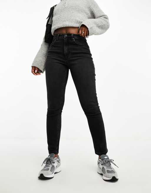 ASOS DESIGN Hourglass slim fit comfort mom jeans in washed black