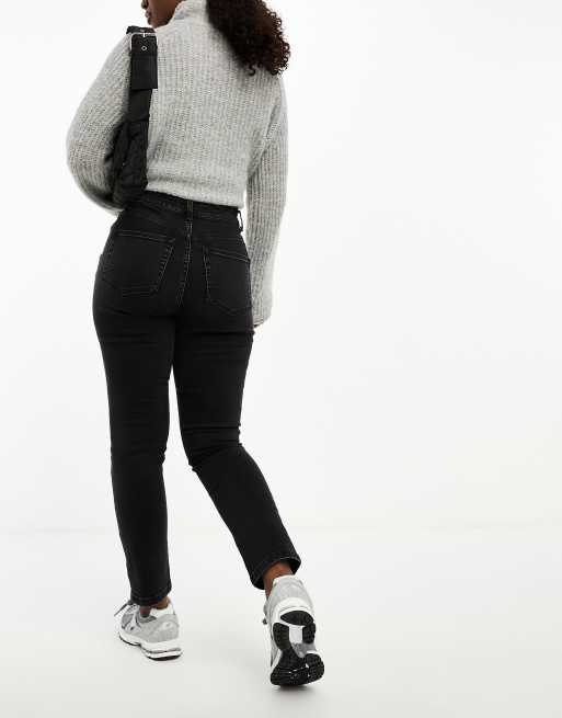 ASOS DESIGN Hourglass slim fit comfort mom jeans in washed black