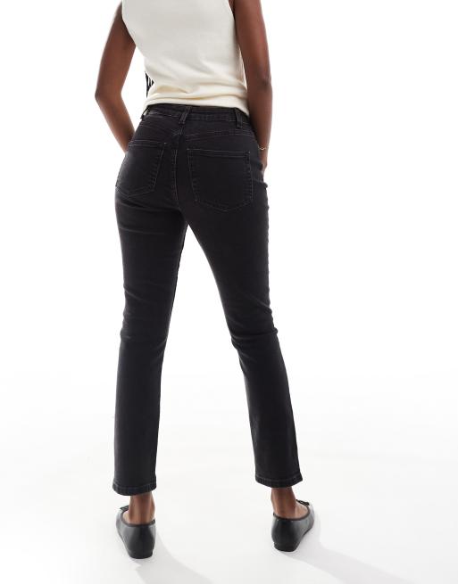 ASOS DESIGN Hourglass slim fit comfort mom jeans in washed black