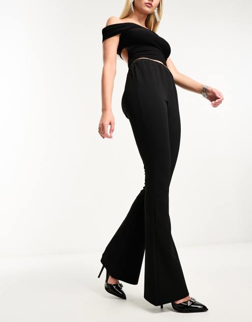 ASOS DESIGN Hourglass slim kick flare suit trouser in black