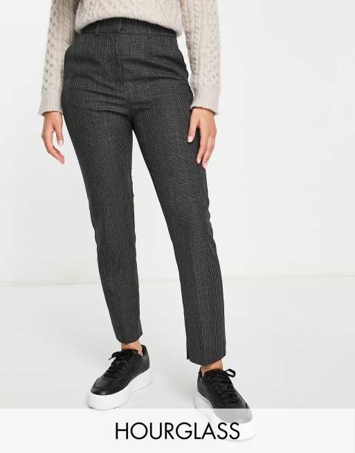 ASOS DESIGN Hourglass slim skim cigarette pants in gray plaid