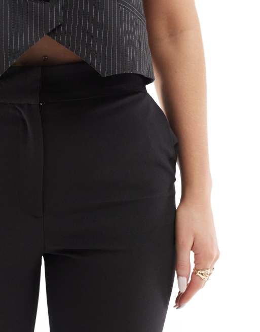 ASOS DESIGN Hourglass tailored smart tapered trousers in black