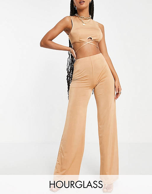  Hourglass slinky suit wide leg trouser co ord in gold 