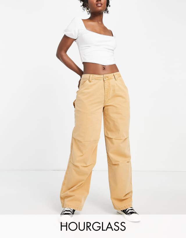 ASOS DESIGN Hourglass slouchy cargo pants in camel