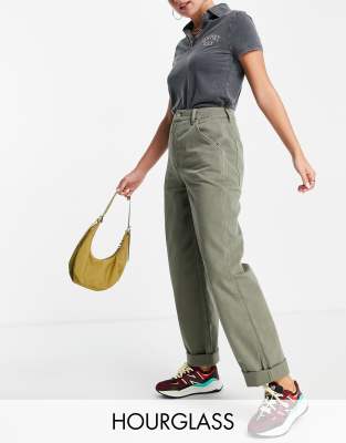 ASOS DESIGN Hourglass slouchy chino trouser in khaki