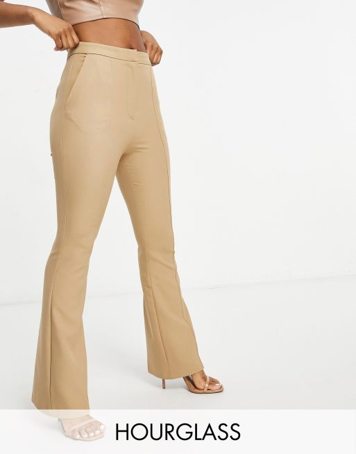 ASOS DESIGN Hourglass - Smalle kick flare broek met siernaden in camel