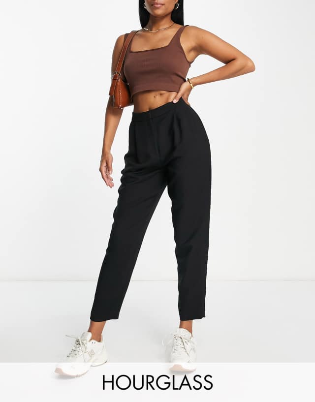 ASOS DESIGN Hourglass smart tapered pants in black