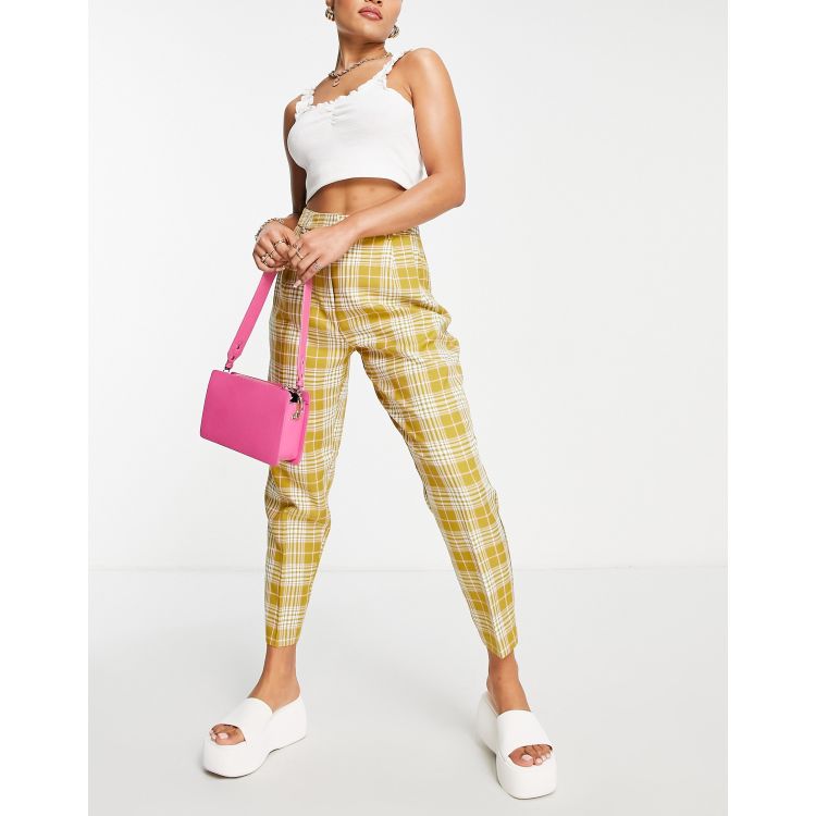 ASOS DESIGN Hourglass smart tapered pants in lime check