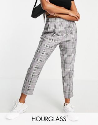 ASOS DESIGN Hourglass smart tapered pants in purple prince of wales check