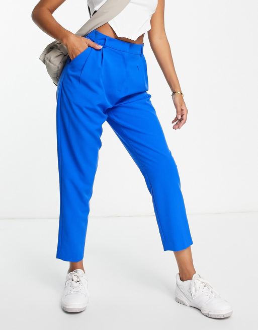 ASOS DESIGN Hourglass smart tapered trouser in blue, 4 of 4