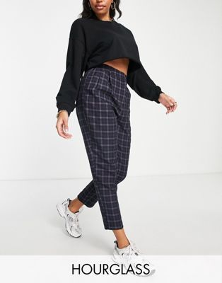 ASOS DESIGN Hourglass smart tapered trouser in navy check