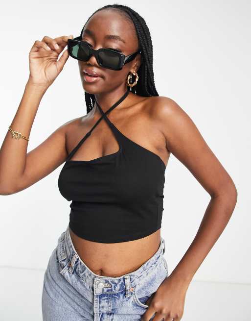 ASOS DESIGN Hourglass ultimate crop bandeau top in black