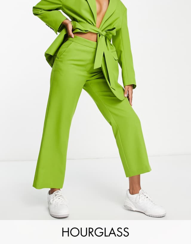 ASOS DESIGN hourglass straight ankle suit pants in olive