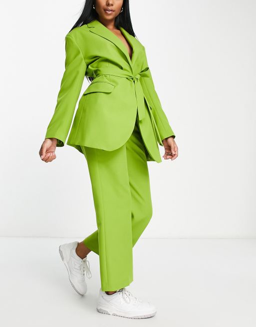 ASOS DESIGN hourglass straight ankle suit pants in olive