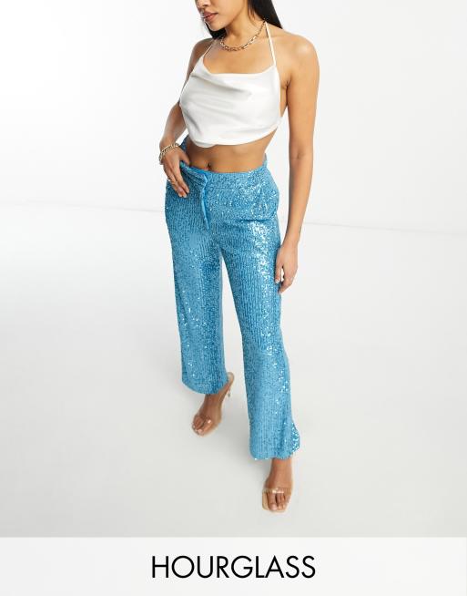 ASOS DESIGN Hourglass straight sequin ankle grazer pants in