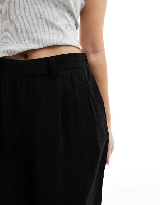 ASOS DESIGN Hourglass – Svarta linnebyxor med raka ben och avslappnad passform , 5 av 5