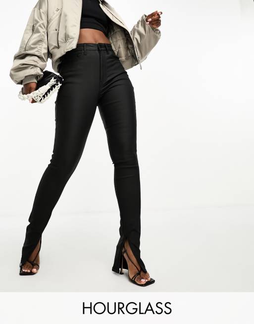 ASOS DESIGN Hourglass – Svarta skinny jeans med slitsad fåll och beläggning
