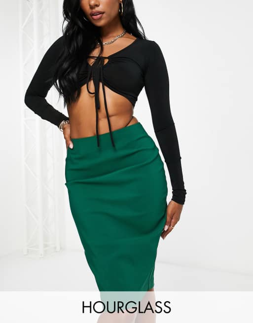 ASOS DESIGN Hourglass tailored bengaline skirt in green