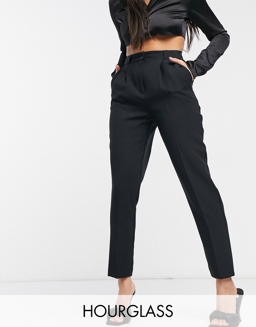 ASOS DESIGN Hourglass tailored natty tapered pants in black