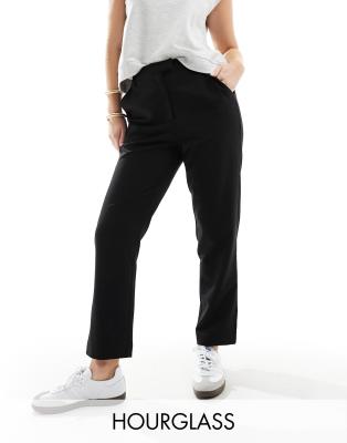 Hourglass tailored slim straight ankle length pants in black