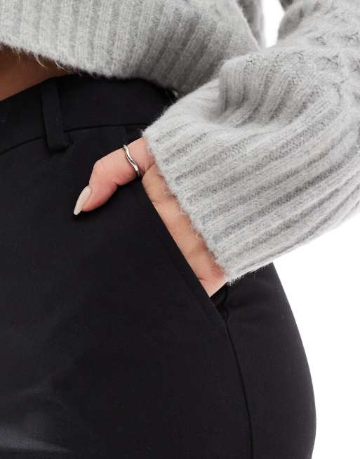 ASOS DESIGN Hourglass tailored slim straight leg pants in black