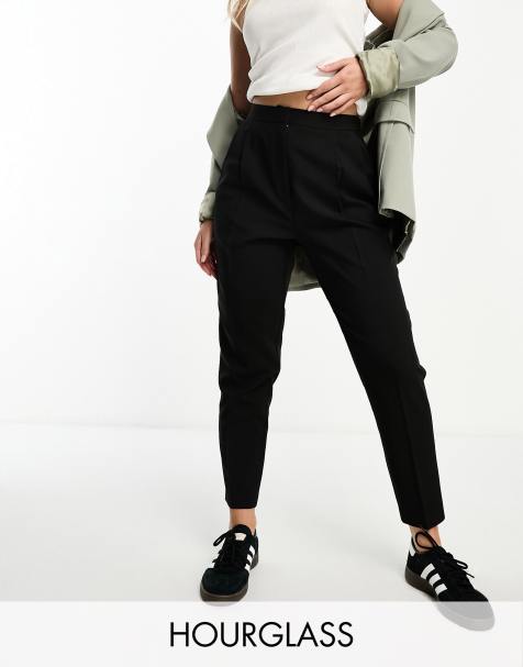 ASOS DESIGN Hourglass tailored tapered leg trousers in black - view 1