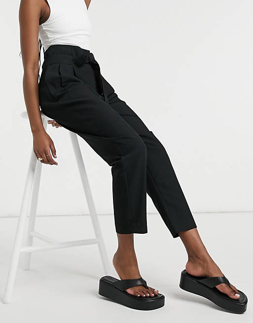 Women Hourglass tailored tie waist tapered ankle grazer trousers 