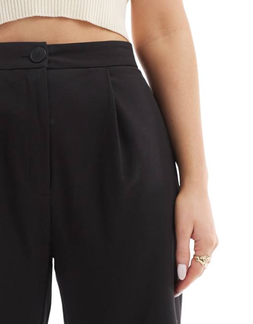 ASOS DESIGN Hourglass tailored wide leg dad pants in black, 4 of 5