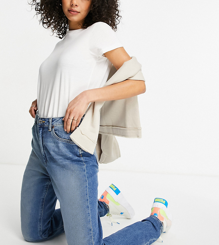 ASOS DESIGN Hourglass Tall - Farleigh - Slim fit mom jeans met hoge taille in authentic midwash-Blauw