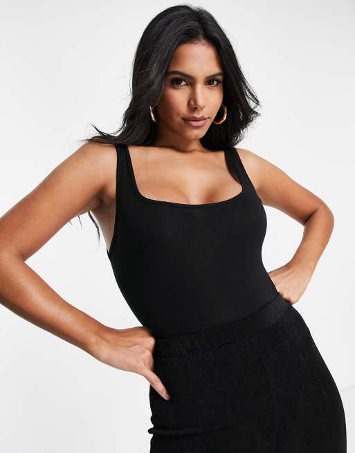 ASOS DESIGN Tall tank top bodysuit with scoop front and back in black