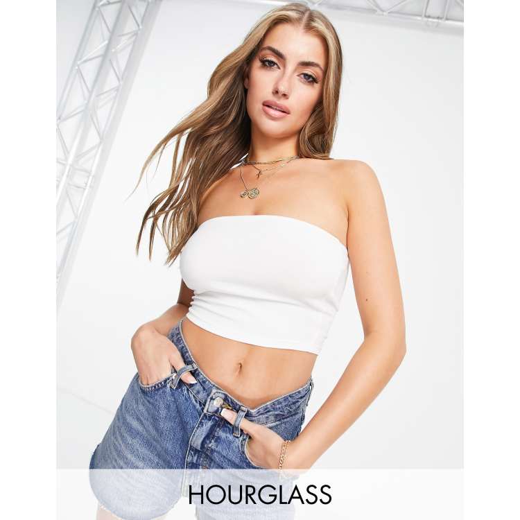 ASOS DESIGN crop bandeau top in white