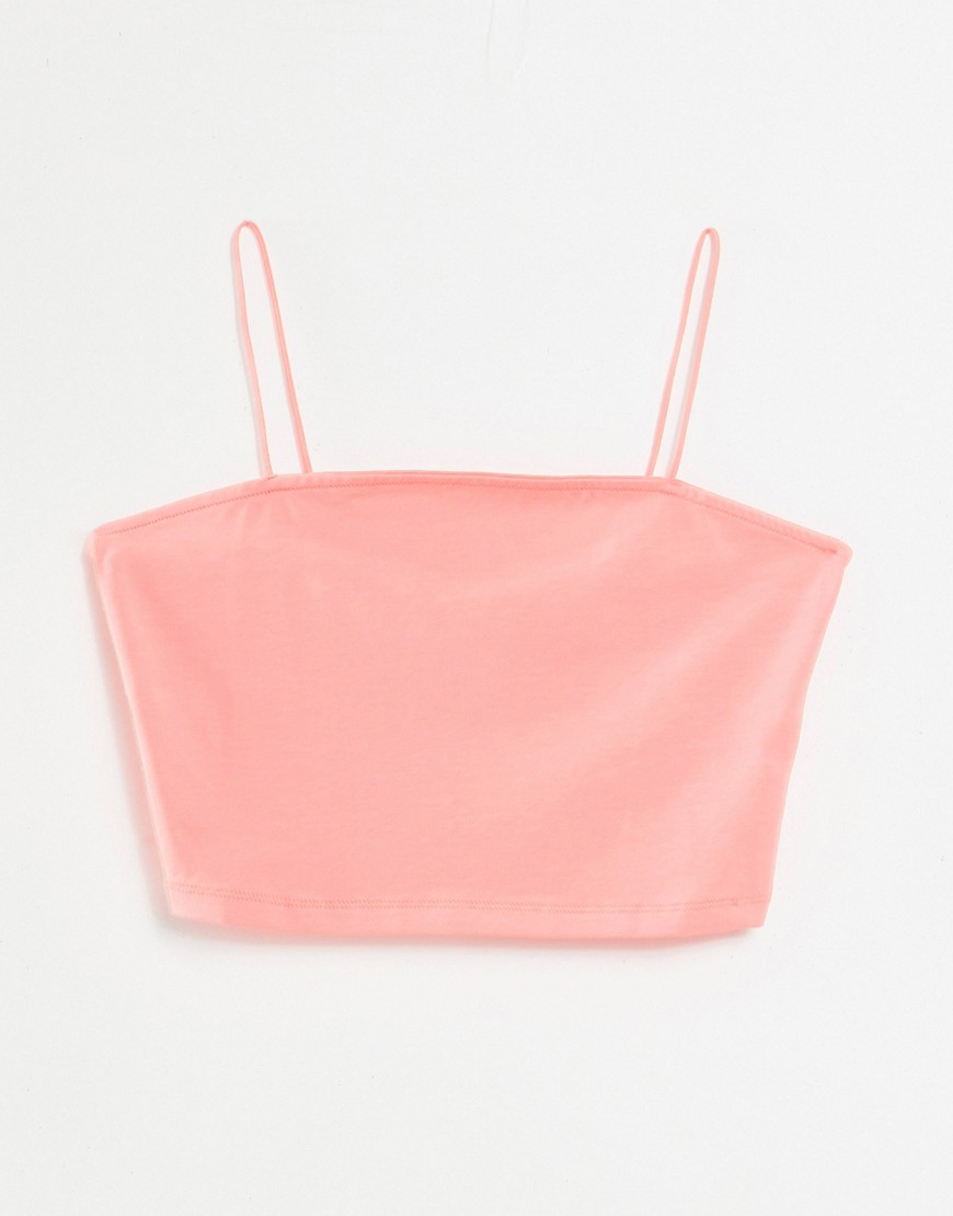 ASOS DESIGN Hourglass ultimate bandeau crop with skinny straps in coral-Pink