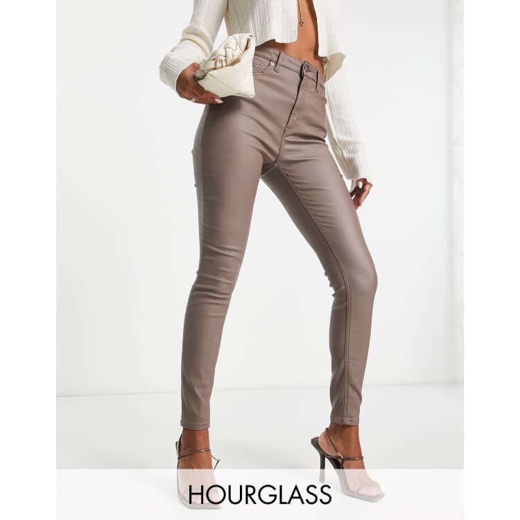 ASOS DESIGN Hourglass Ultimate Beschichtete Skinny Jeans in Taupe ASOS