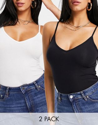 ASOS DESIGN Hourglass ultimate cami with v-neck in 2 PACK SAVE - ASOS Price Checker