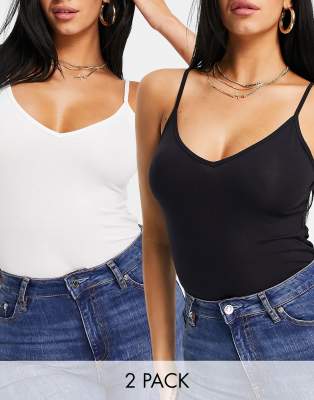 ASOS DESIGN Hourglass ultimate cami with v-neck in 2 pack