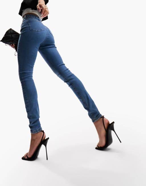 ASOS DESIGN Hourglass ultimate skinny jeans in mid blue, 2 of 5