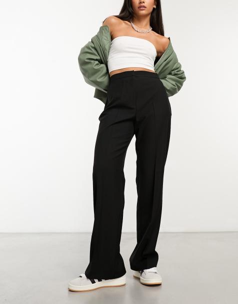 Black Straight Fit Pants High Rise Workwear  Straight fit pants, Work  wear, Summer style casual