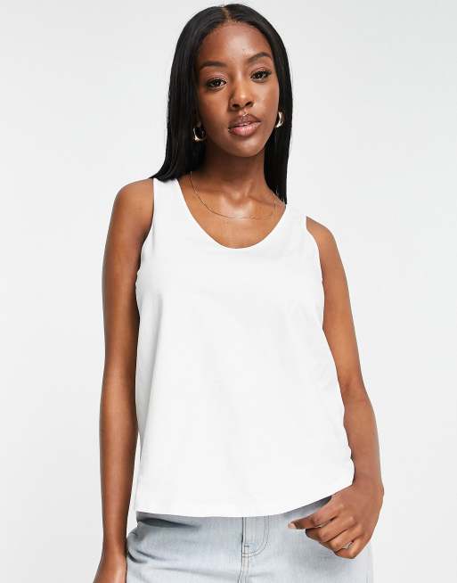 ASOS DESIGN Hourglass ultimate tank top with scoop neck in cotton in white  - WHITE