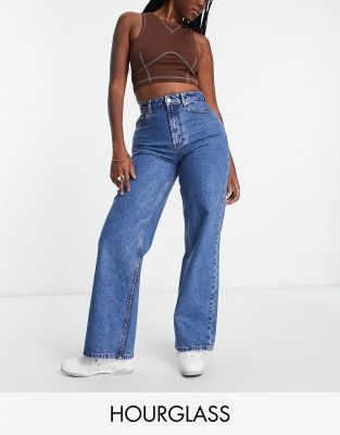 ASOS DESIGN Hourglass - Weite Dad-Jeans in Mittelblau